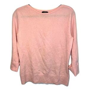 Prive 100% Cashmere Boatneck Pullover Button Cuff Sz M Pastel Pink